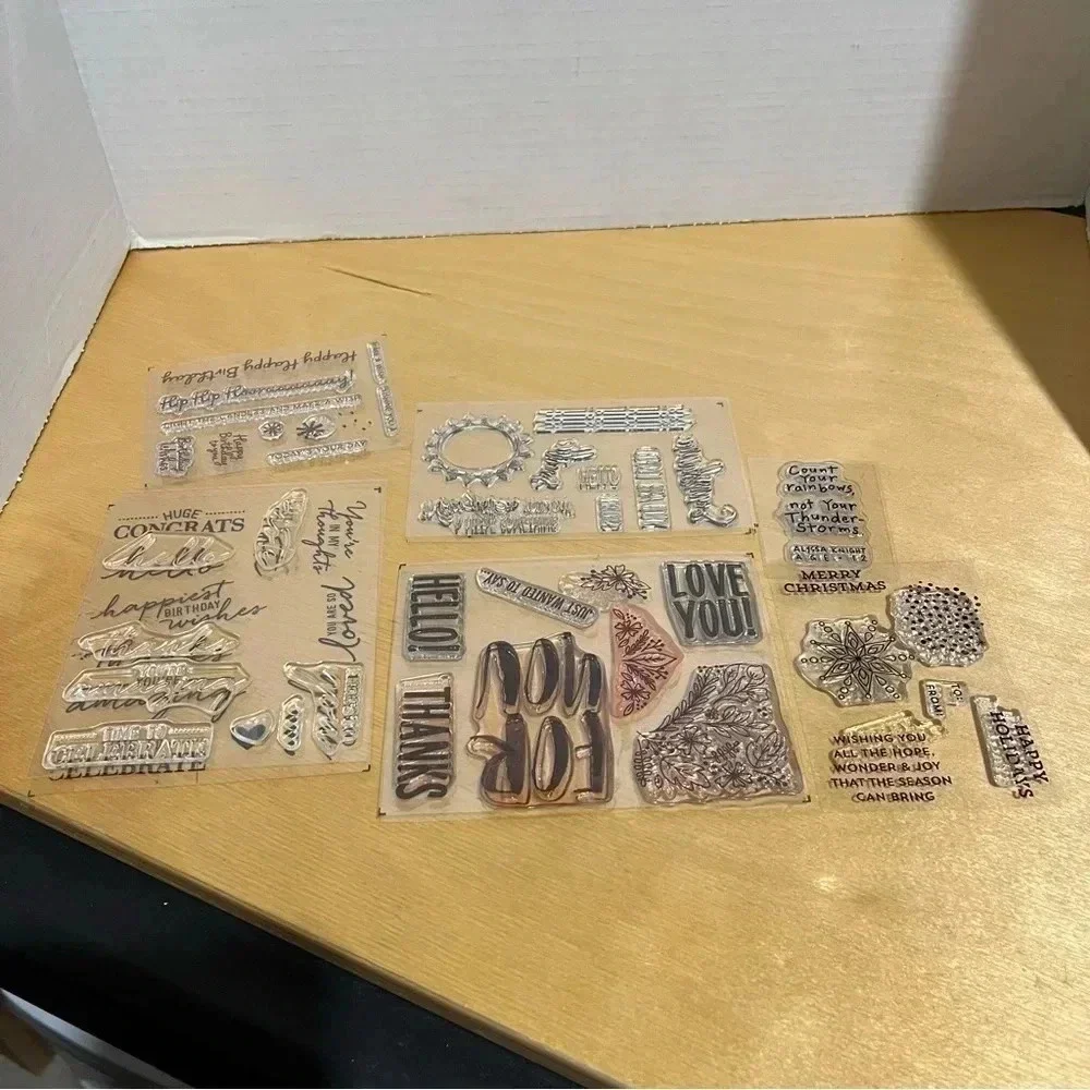40+ Wooden Mounted Rubber Stamp And Plastic Stamps Lot Various Designs Christmas